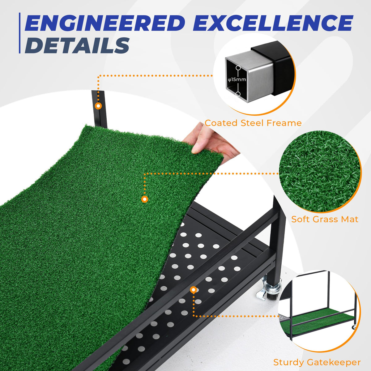 Sturdum golf bag organizer turf mat detail protects bag bases