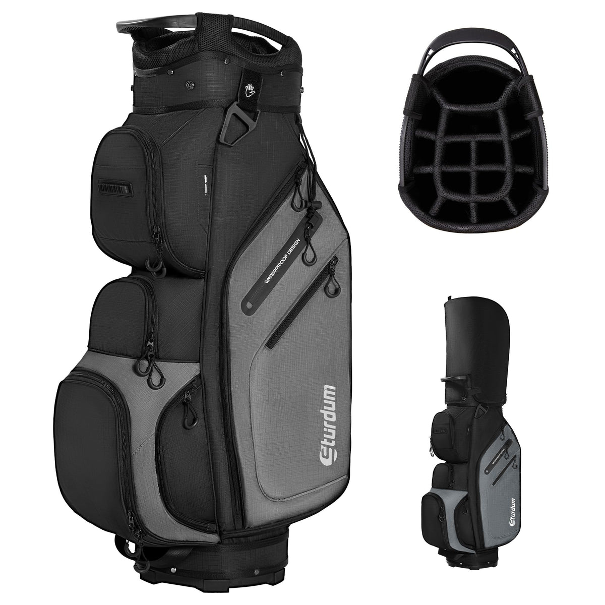 Sturdum golf cart bag top 14-way divider keeps clubs organized and accessible.