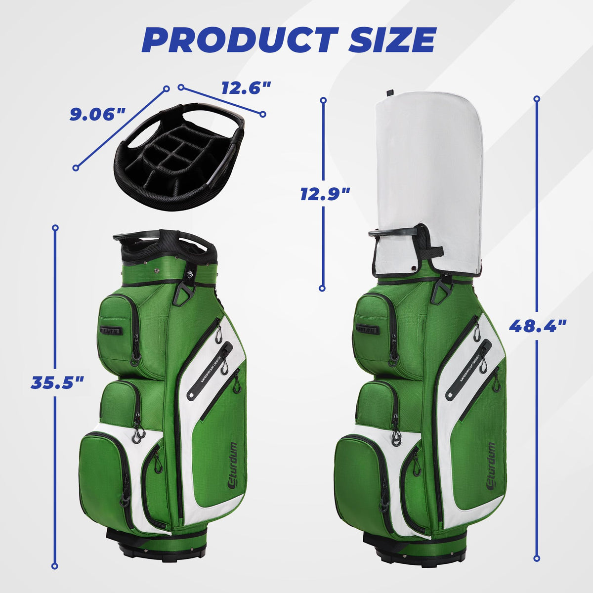 Sturdum dual waterproof pockets protect valuables during rainy rounds.