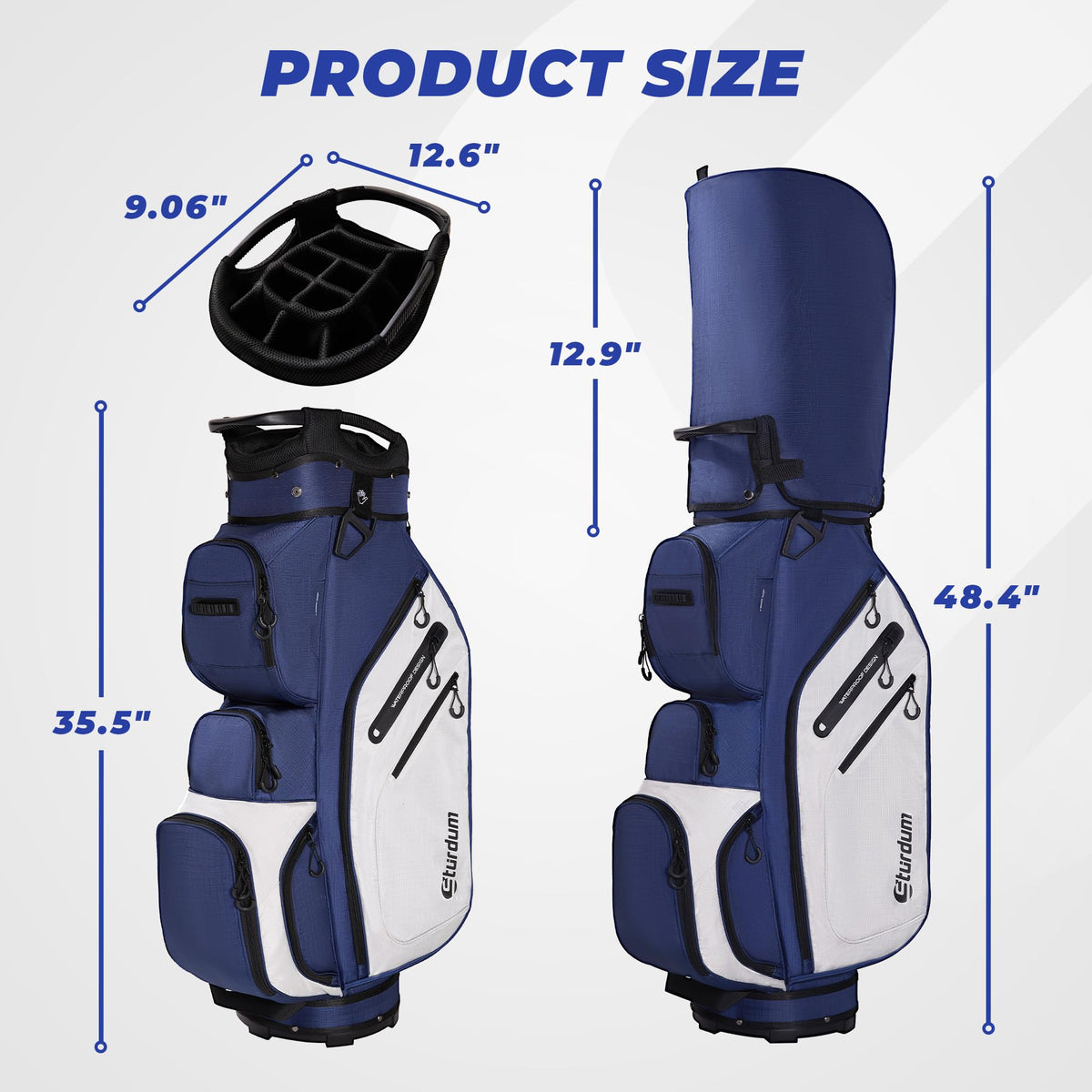 Sturdum rain cover shields clubs from rain and dust.