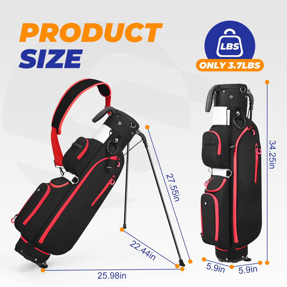 Sturdum golf stand bag with 3-way dividers ensures quick club access on the course