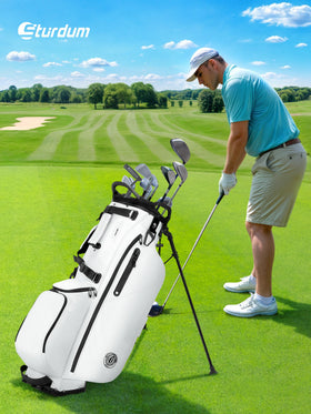Sturdum golf stand bag cart strap tunnel ensures easy cart compatibility