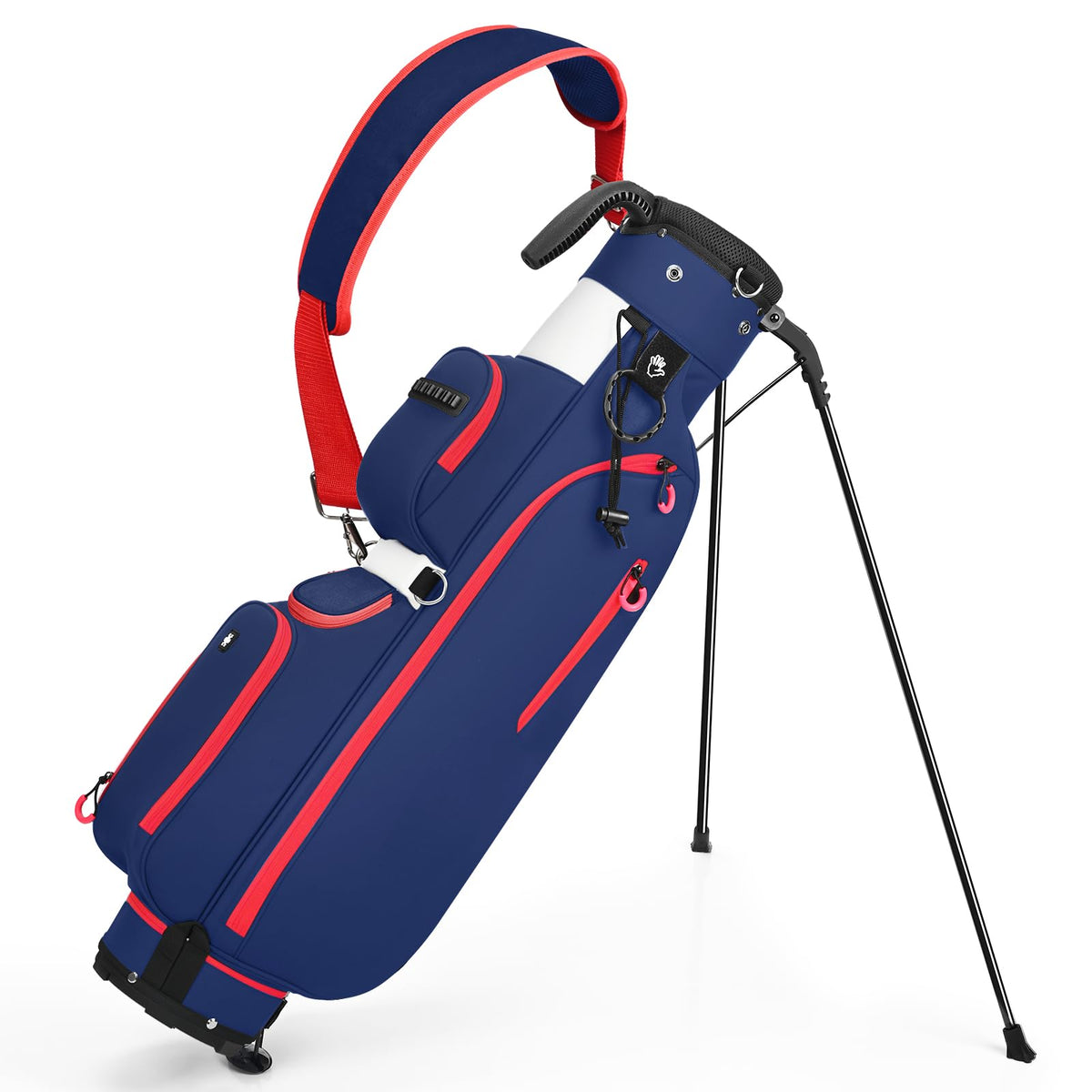 Sturdum golf stand bag with compact design for easy trunk storage
