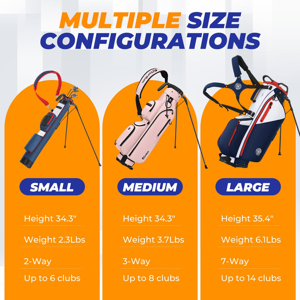 Sturdum golf stand bag weighs 3.7 lbs for easy carrying.