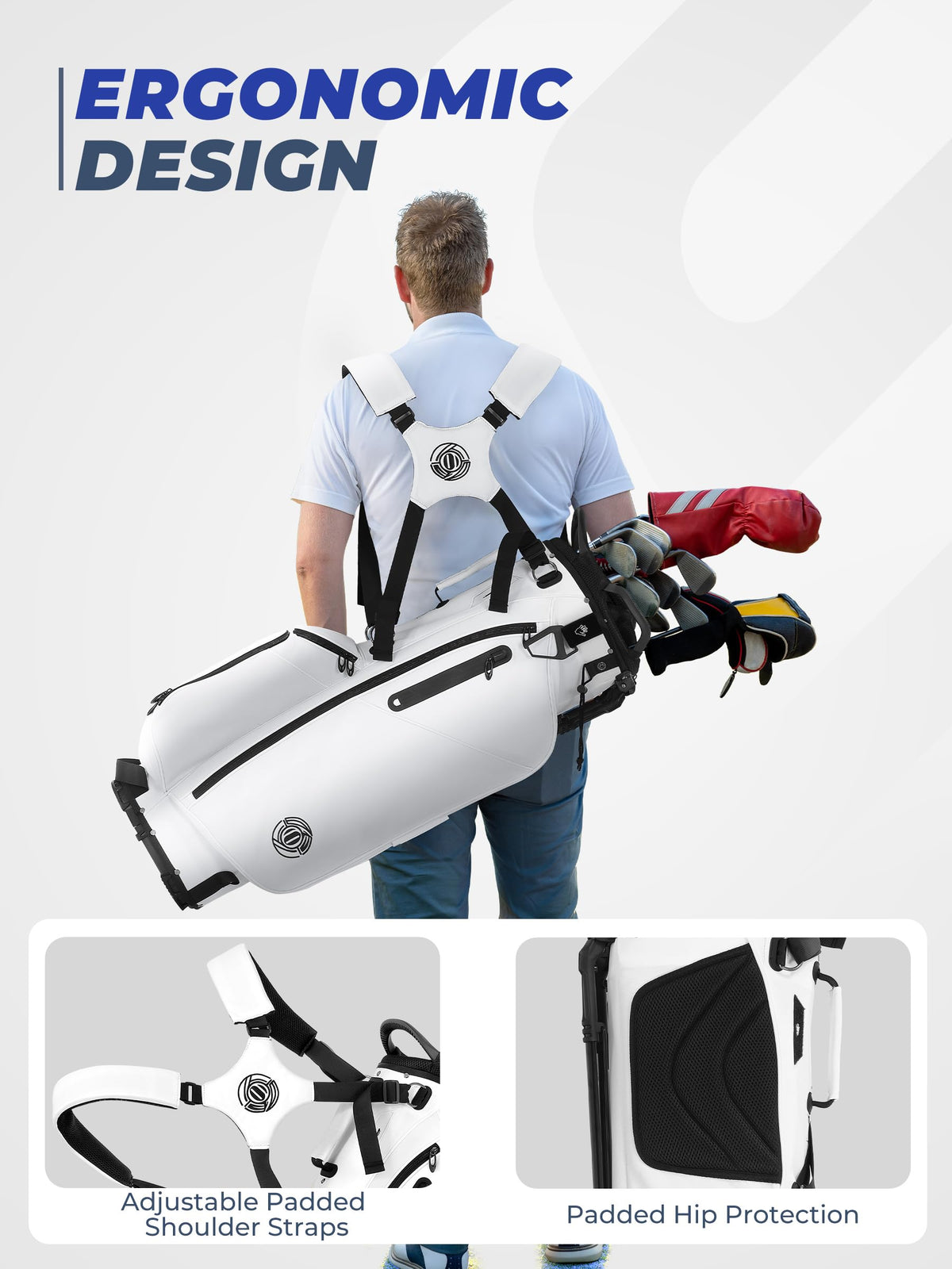 Sturdum golf stand bag insulated cooler pocket keeps refreshments cool during rounds