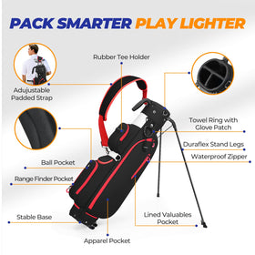 Sturdum golf stand bag side pocket detail demonstrates accessible storage for accessories