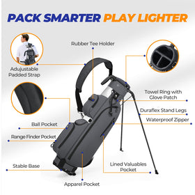 Sturdum Golf Stand Bag side view, compact size fits in a car trunk