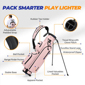 Sturdum golf stand bag top 3-way divider keeps clubs organized during play.