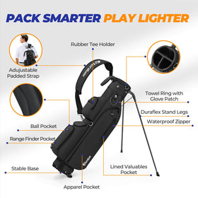 Sturdum velvet-lined pocket protects valuables during rounds while you play.
