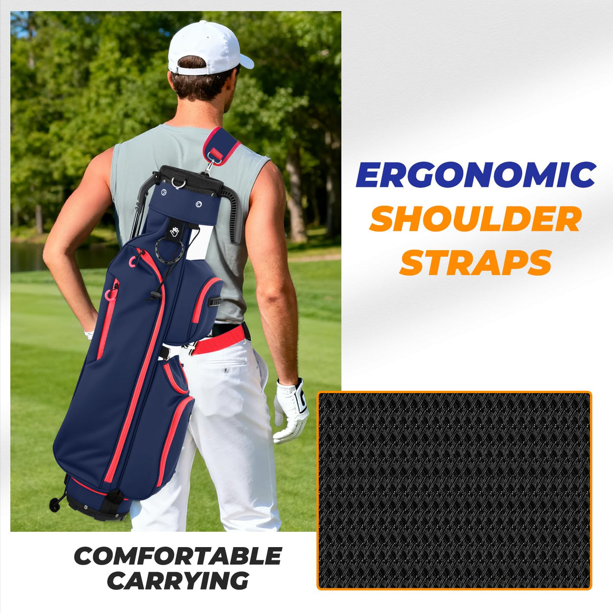 Sturdum golf stand bag with rain cover for weather protection