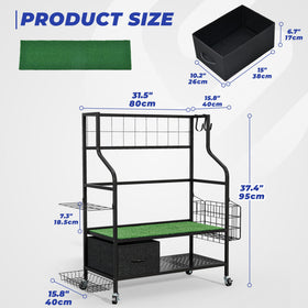 Sturdum turf mat on rack cushions bag bases and reduces wear