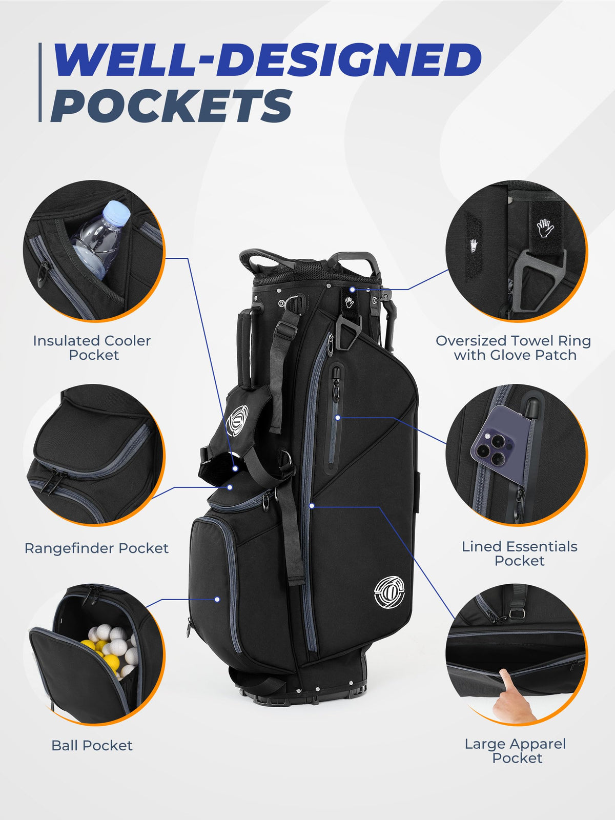 Sturdum lightweight design and dual straps reduce fatigue during rounds.