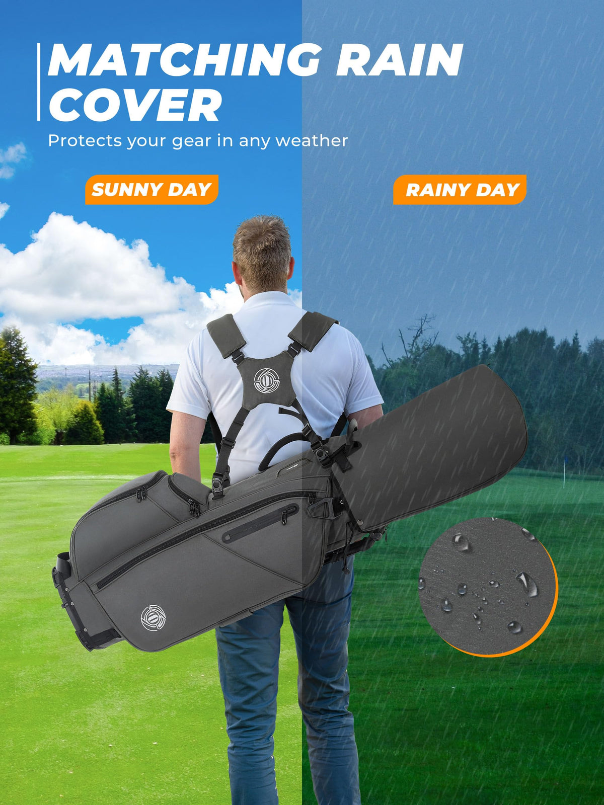 Sturdum multi-pocket layout with insulated cooler pocket for drinks.