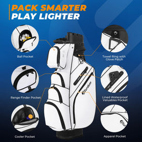 Sturdum T-Lock Golf Cart Bag with cooler and valuables pockets for easy access