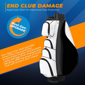 Sturdum T-Lock Golf Cart Bag cart strap pass-through enabling pocket access while riding