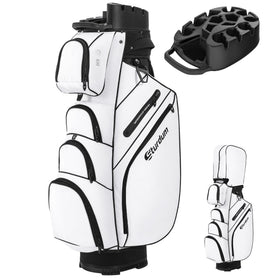 Sturdum T-Lock Golf Cart Bag top organization showing orderly club slots for quick access