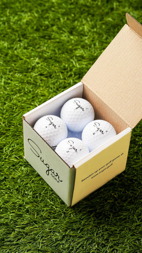 Sugar Golf Soft box contains 8 balls for convenient practice and rounds.