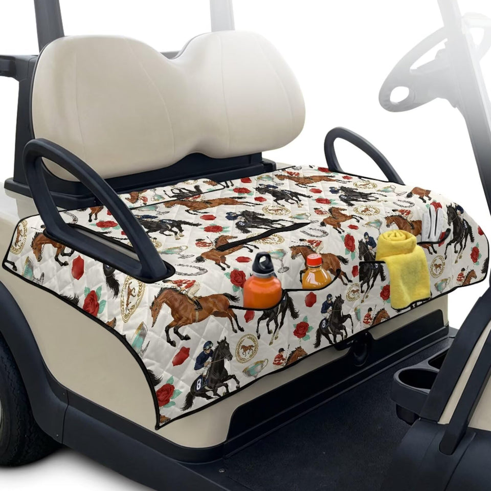 Suhoaziia cowboy horse roses seat cover front view adds style and comfort to your golf cart