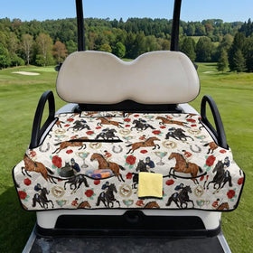 Suhoaziia golf cart seat cover with four front pockets for tees and essentials