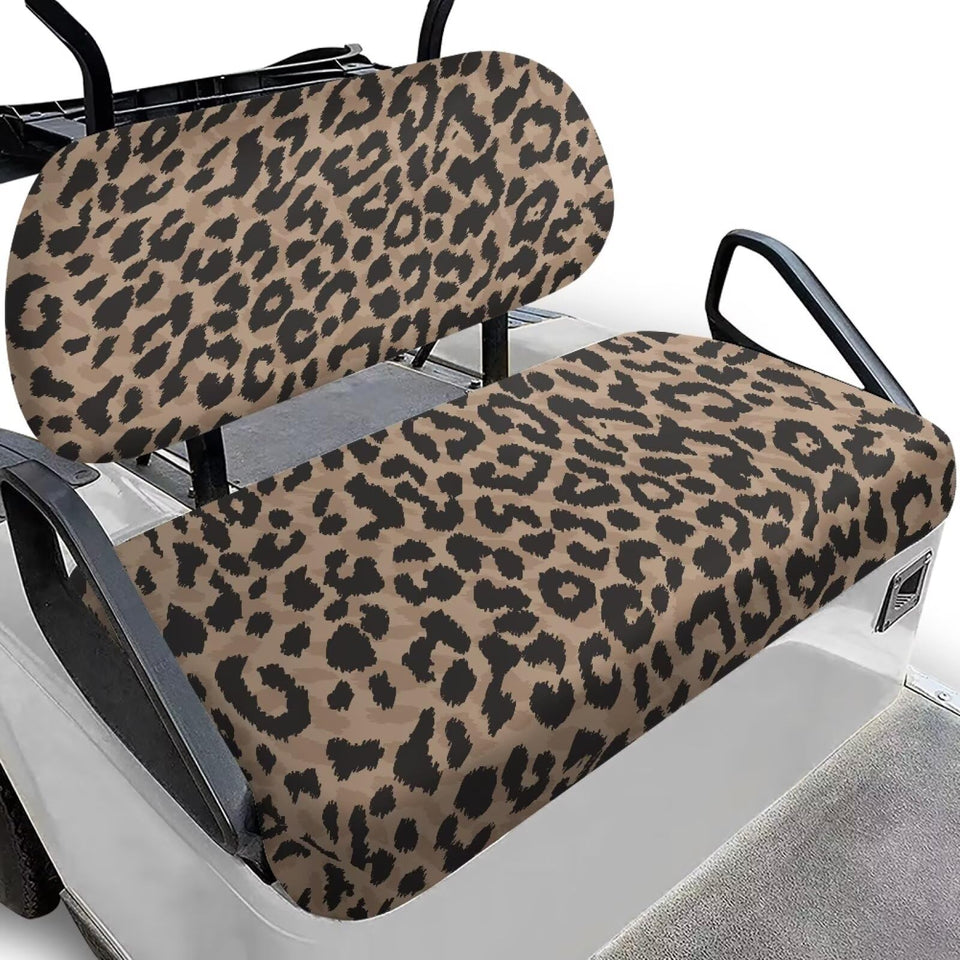 SUITOSELFY brown leopard seat cover front view enhances cart style and comfort