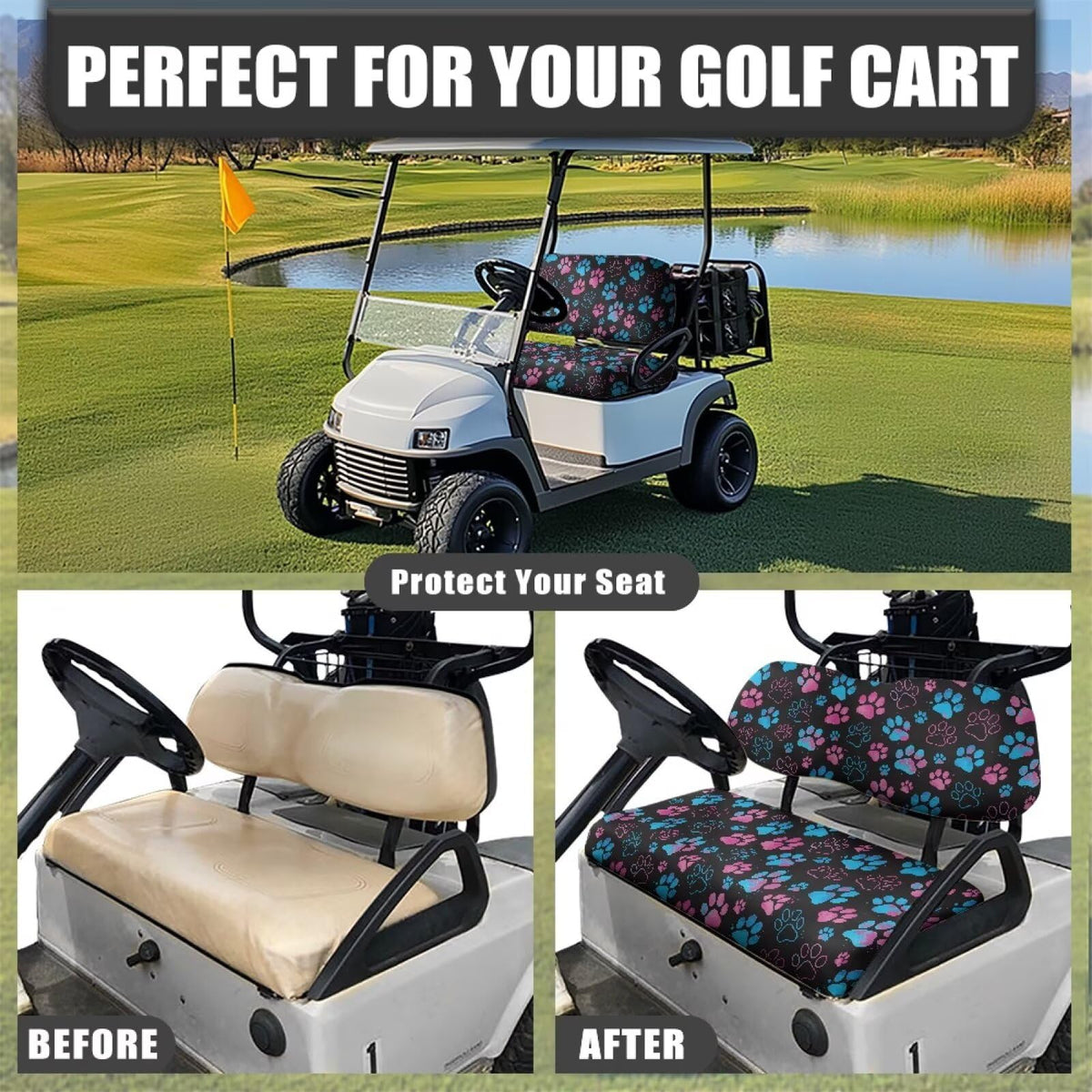 SUITOSELFY universal fit elastic edge, easy installation on most golf cart seats