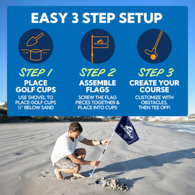 SUN NINJA sand shovel in use for quick hole setup on the sand