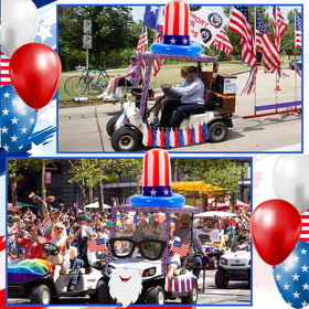 Suncalla American flags highlight pride on outdoor routes.