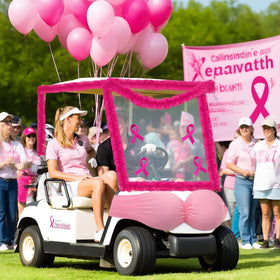 Suncalla large pink bra decoration as the focal point of the cart