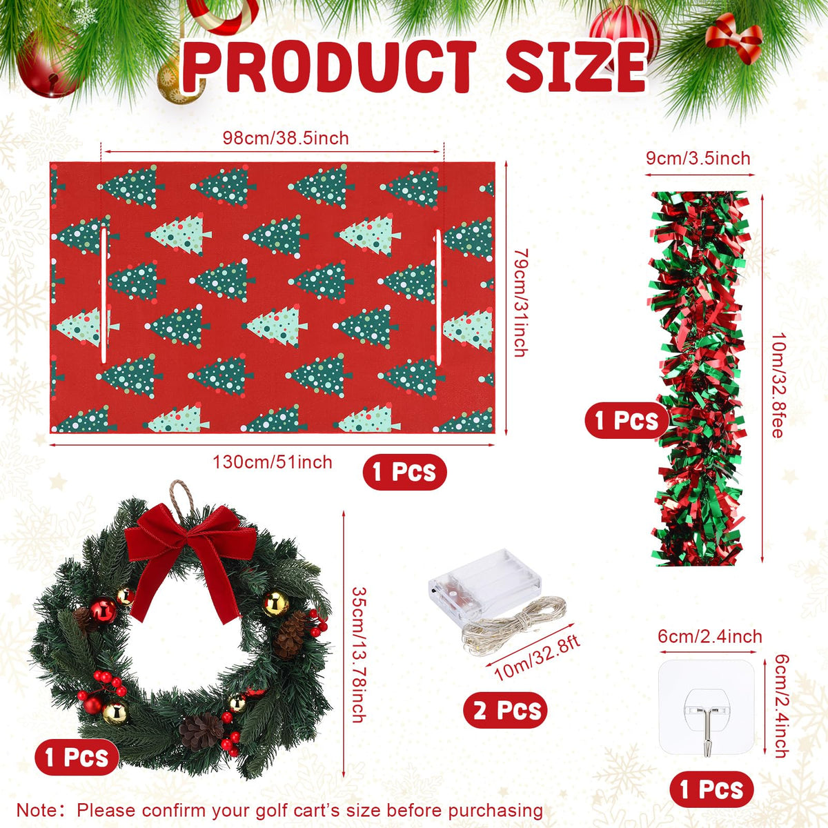 Suncalla Christmas wreath features weather-ready materials for outdoor or indoor decoration.