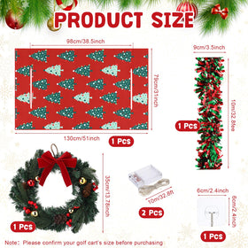 Suncalla Christmas wreath features weather-ready materials for outdoor or indoor decoration.