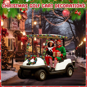 Suncalla 32 ft garland creates a lush, continuous festive frame around the cart.