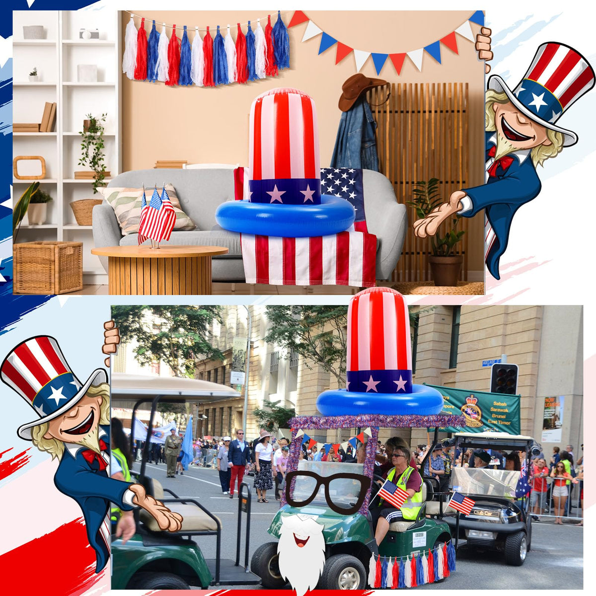 Suncalla decorative glasses complete a playful red, white and blue theme.