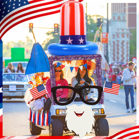 Suncalla paper tassels add festive movement to golf cart decor.