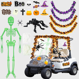 Suncalla Halloween golf cart kit enhances festive curb appeal for trunk-or-treat.