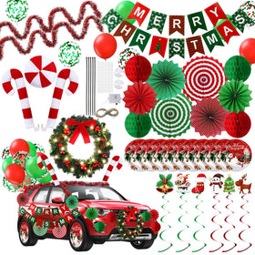 Suncalla LED Christmas car wreath adds festive glow to any golf cart.