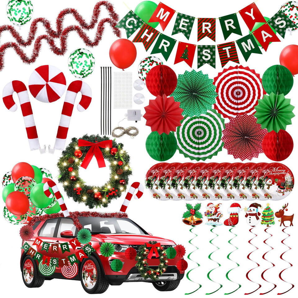 Suncalla LED Christmas car wreath adds festive glow to any golf cart.