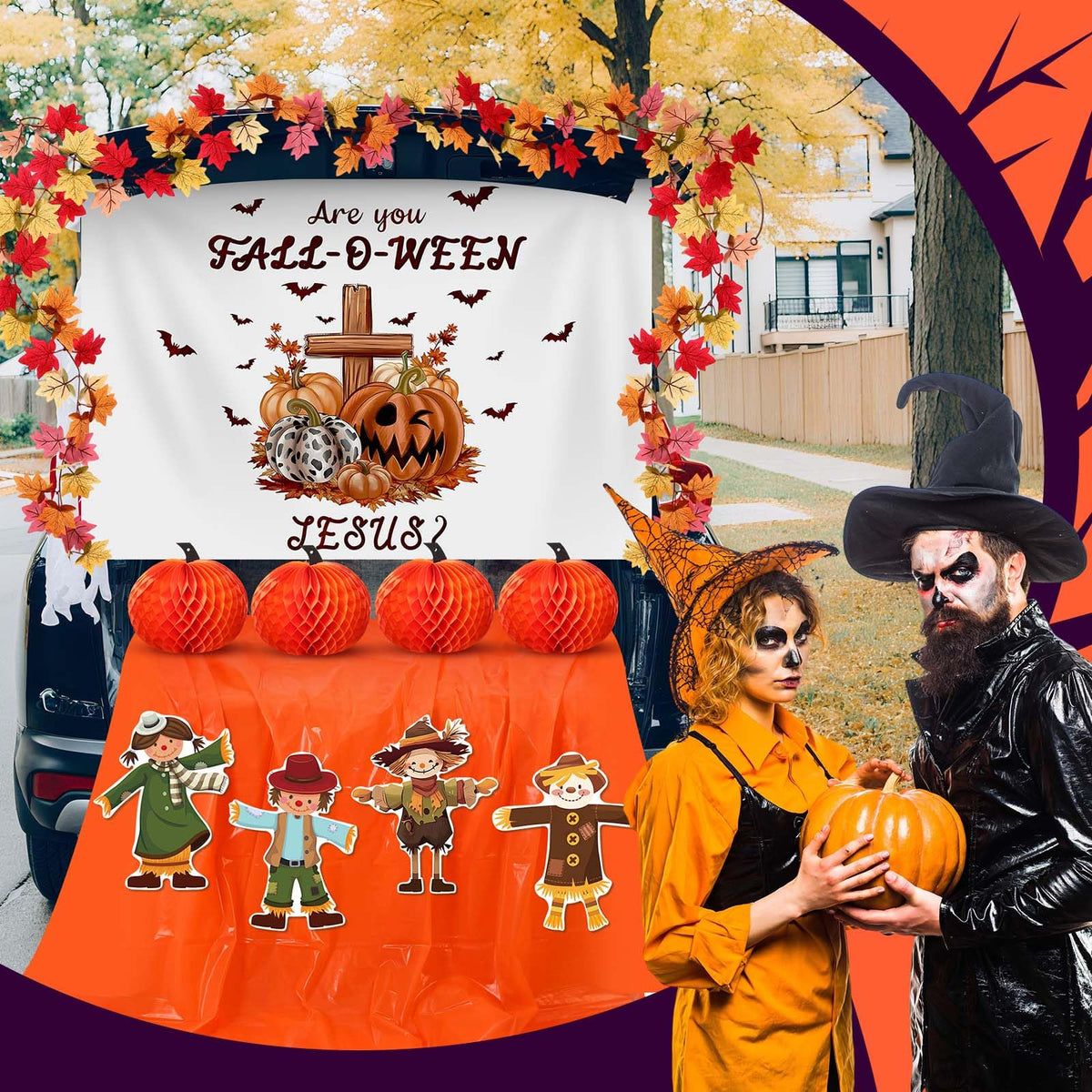 Suncalla orange backdrop provides bold Halloween display