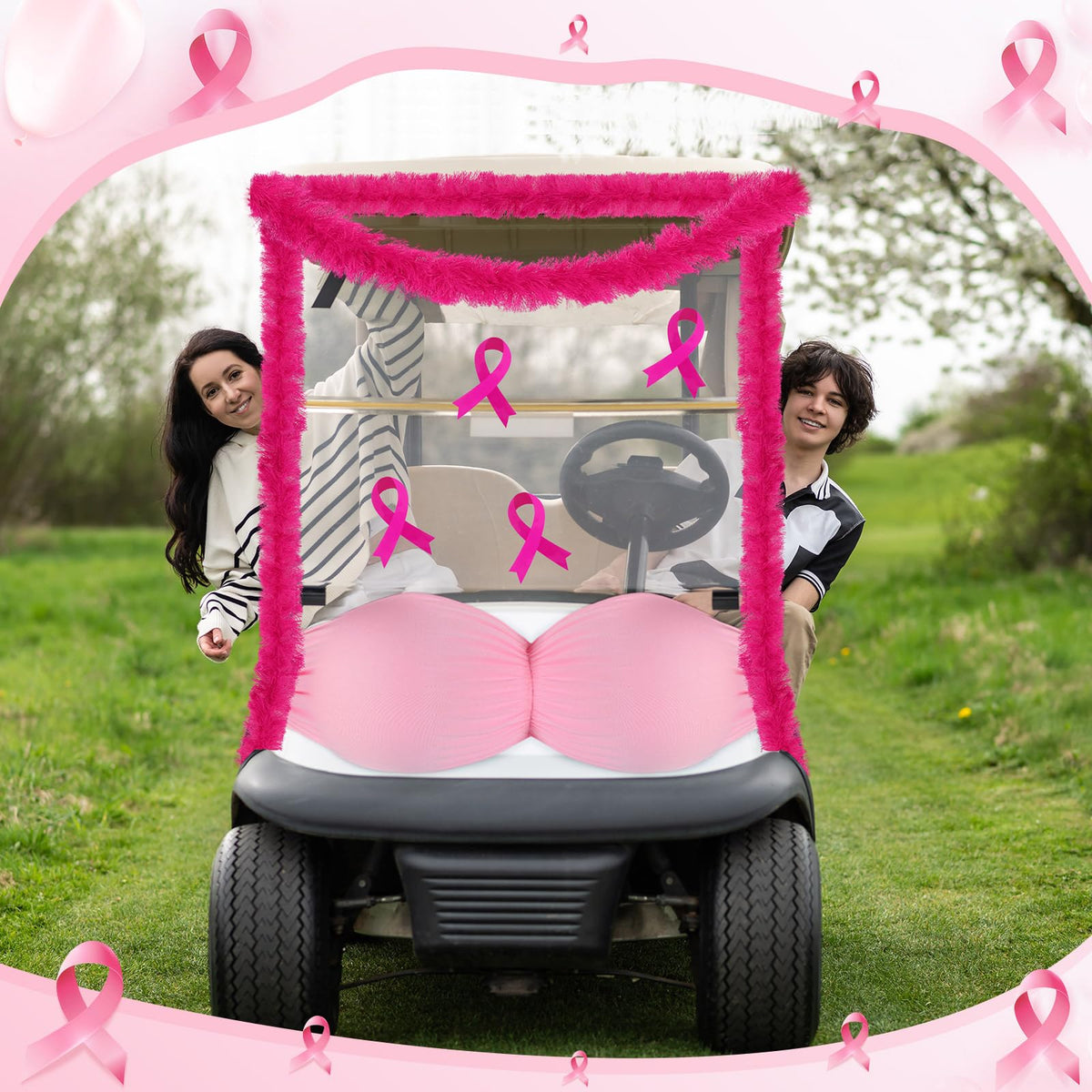 Suncalla pink ribbon car stickers reinforce awareness messaging