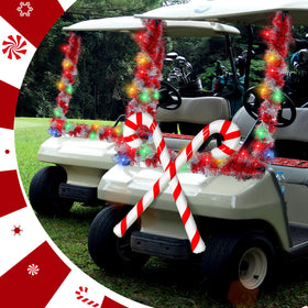 Suncalla red and silver tinsel garland adds sparkle to the cart