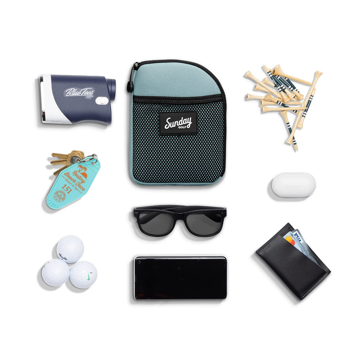 Sunday Golf Valuables Pouch discrete pocket protects valuables while staying organized.