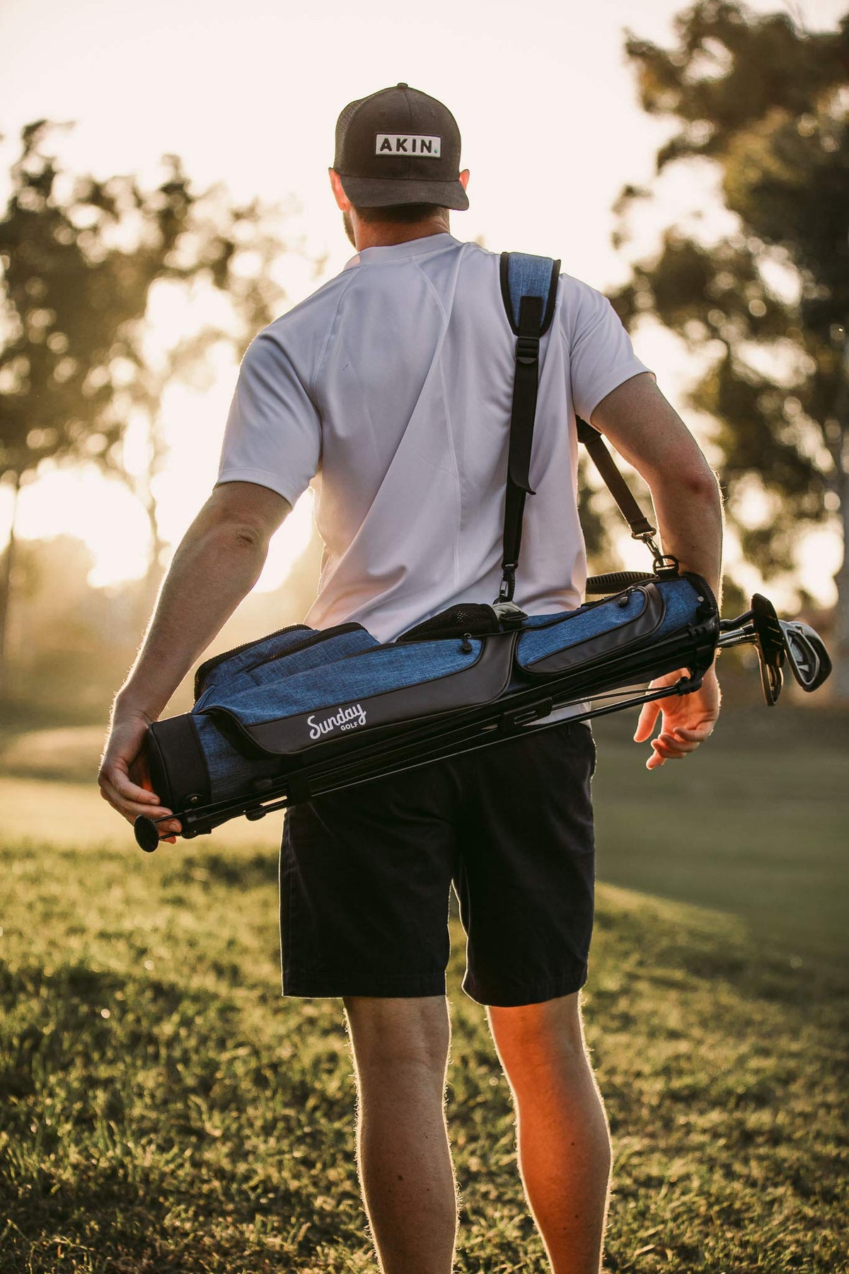 Sunday Golf Loma Bag includes carry handle and strap for comfortable transport.