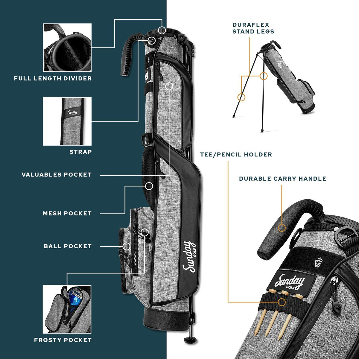 Sunday Golf Loma Bag cooler pouch keeps drinks cool during practice.
