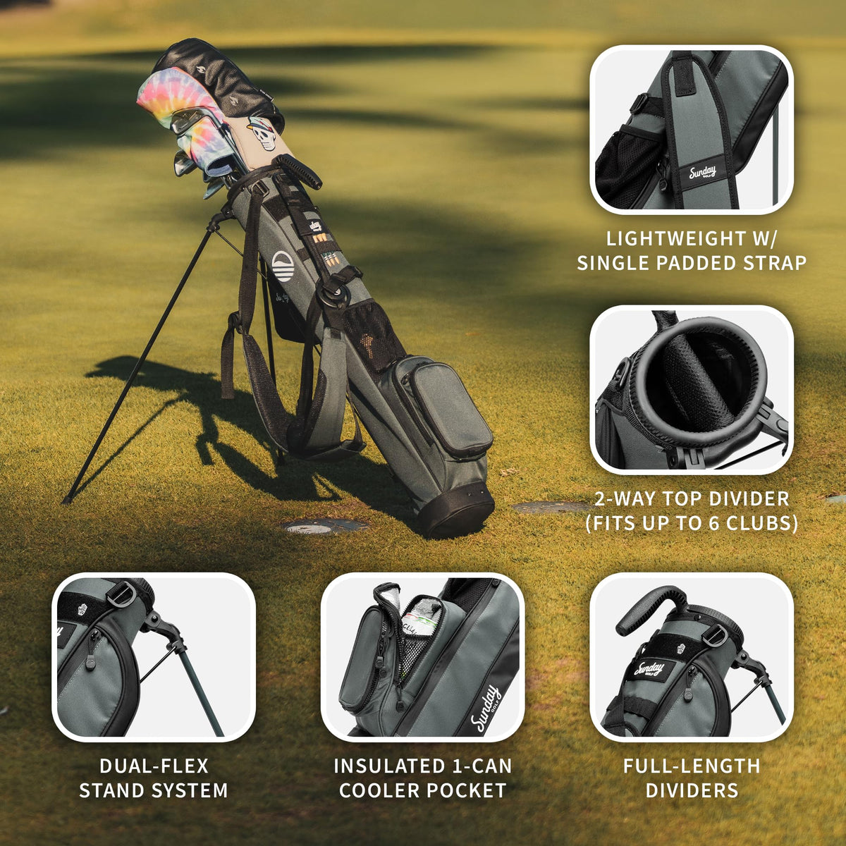 Sunday Golf Loma bag driving range use, lightweight and compact