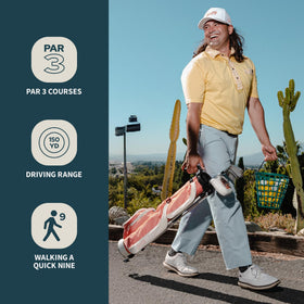 Sunday Golf Loma Bag driving range use highlights lightweight, portable design.