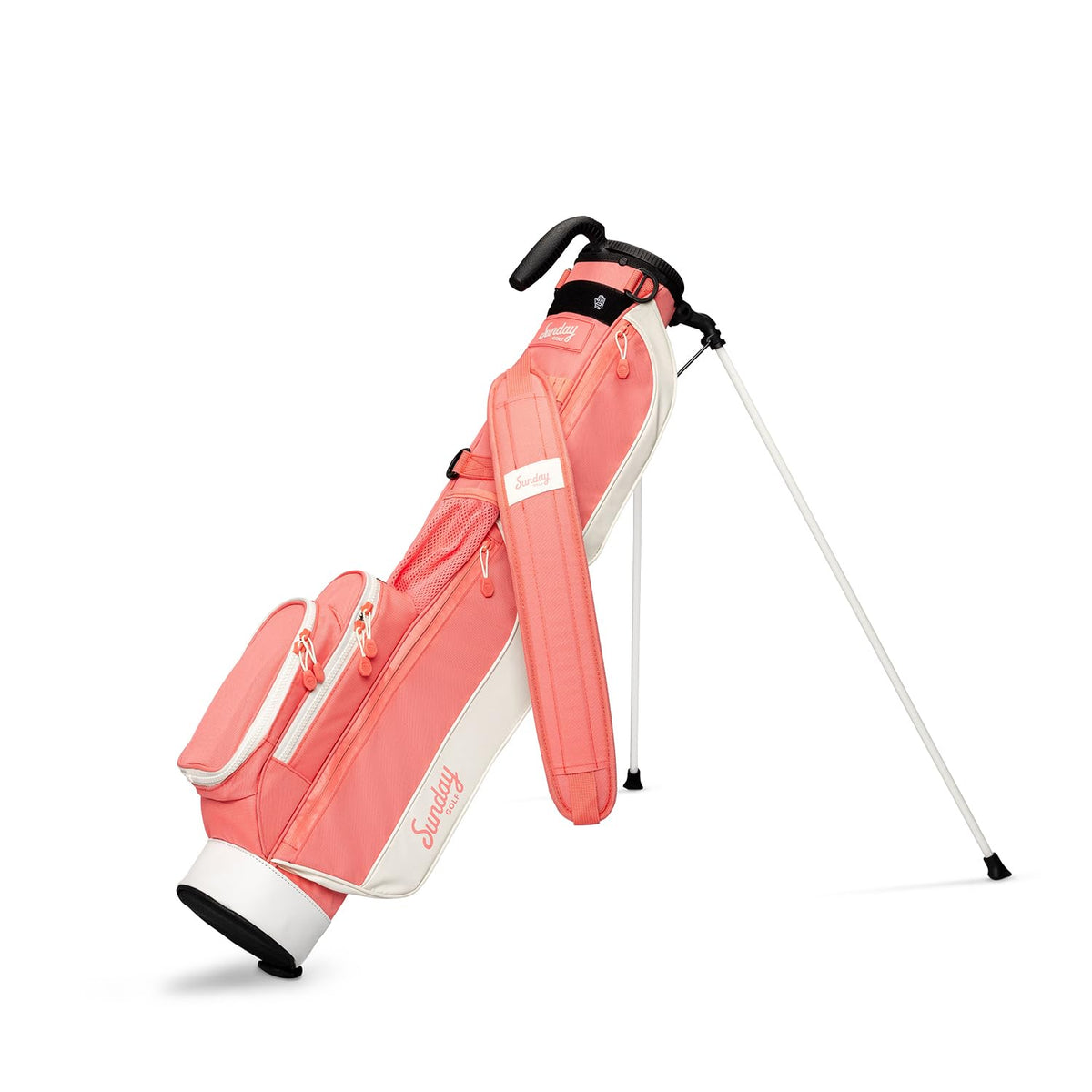 Sunday Golf Loma Bag stand view shows easy one-handed carry and stable stand.