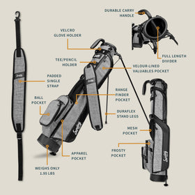 Sunday Golf Loma bag with strap and stand for hands-free transport on course