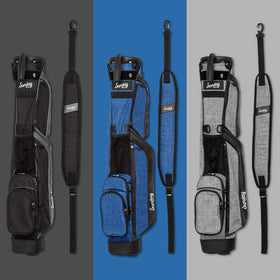 Sunday Golf Loma Bag strap and stand enable quick setup on the course.