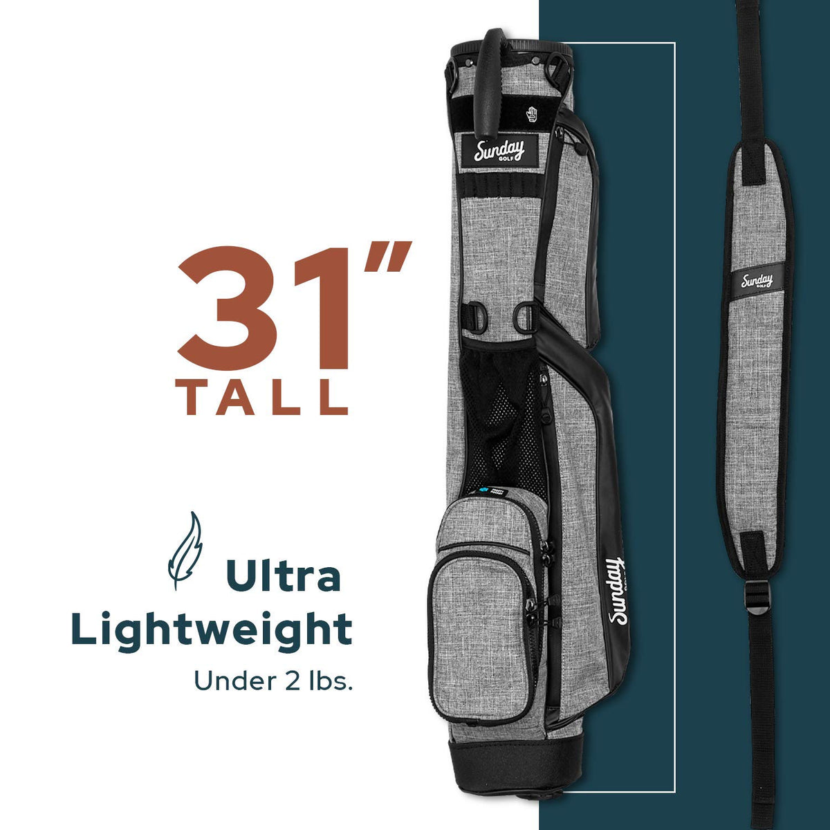 Sunday Golf Loma Bag valuables pocket open with velour lining keeps belongings secure.