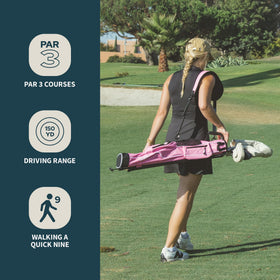 Sunday Golf bag showing 6-7 club capacity for compact play