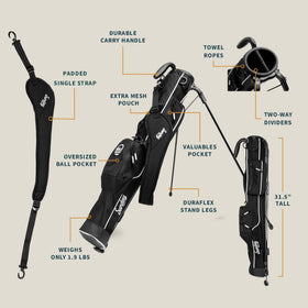Sunday Golf stand bag with velour valuables pocket showing safe storage.